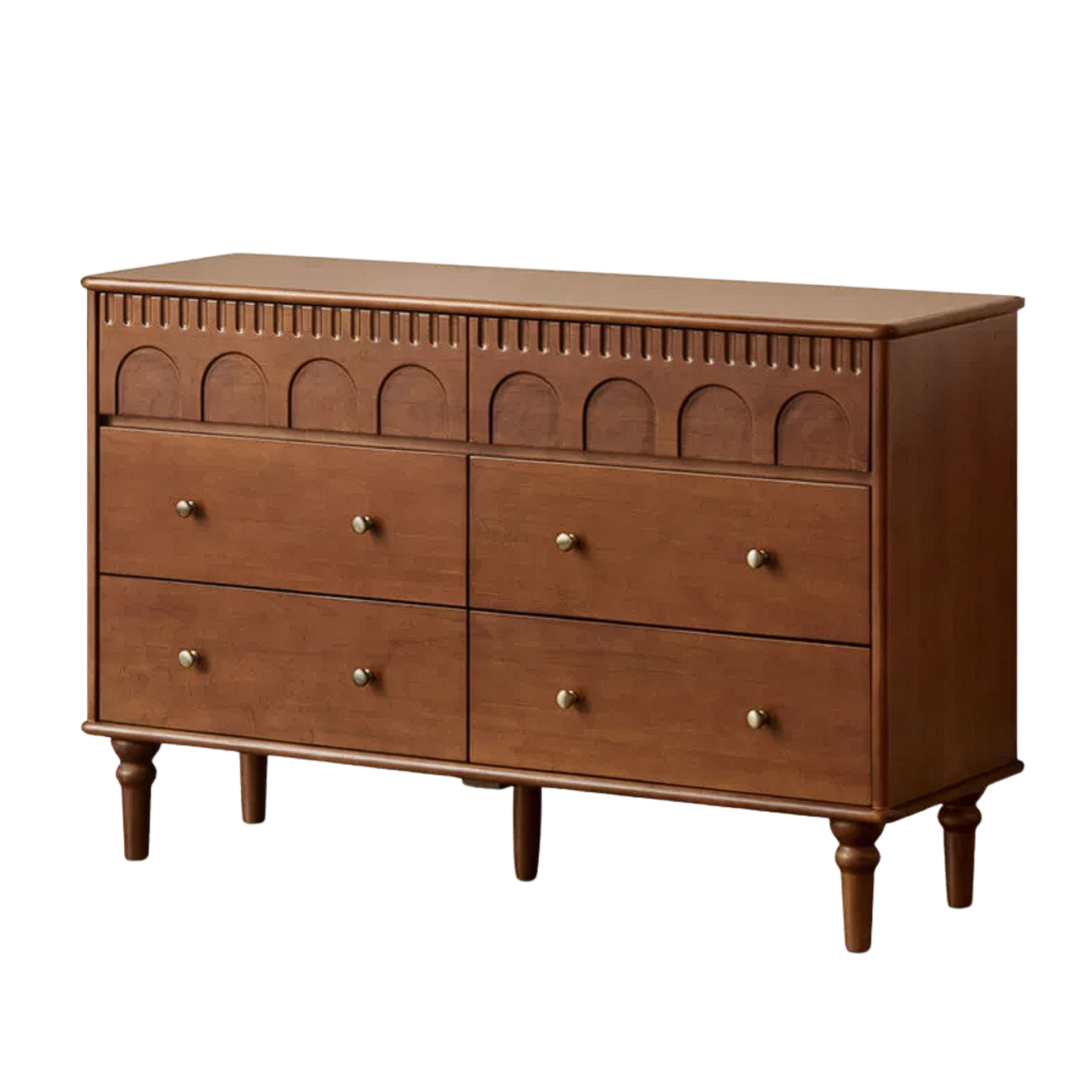 Black Walnut, Poplar, Solid Rubberwood, Ash, Cherry wood French Retro Chest of Drawers