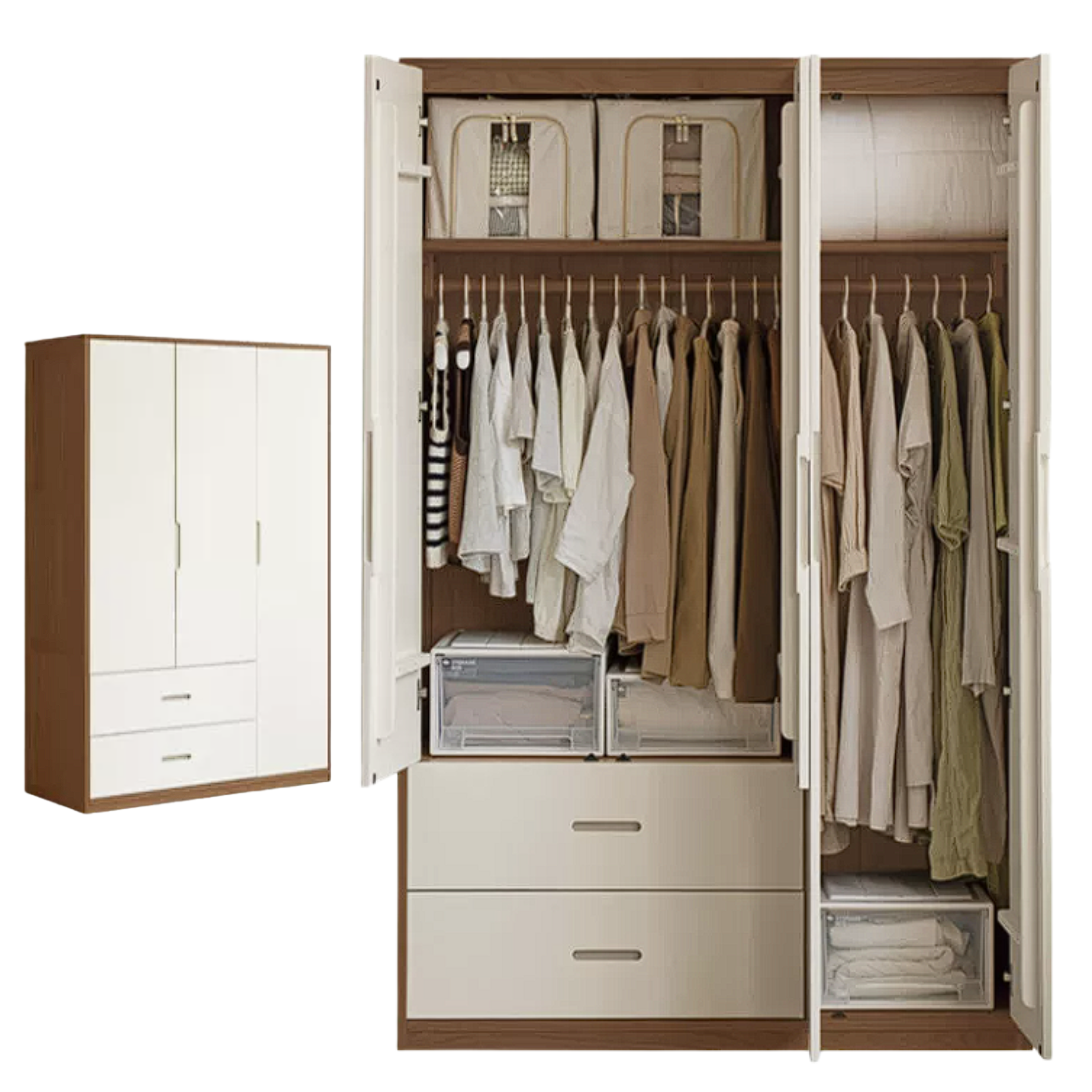 Oak Solid Wood Wardrobe Floor Combination Cabinet