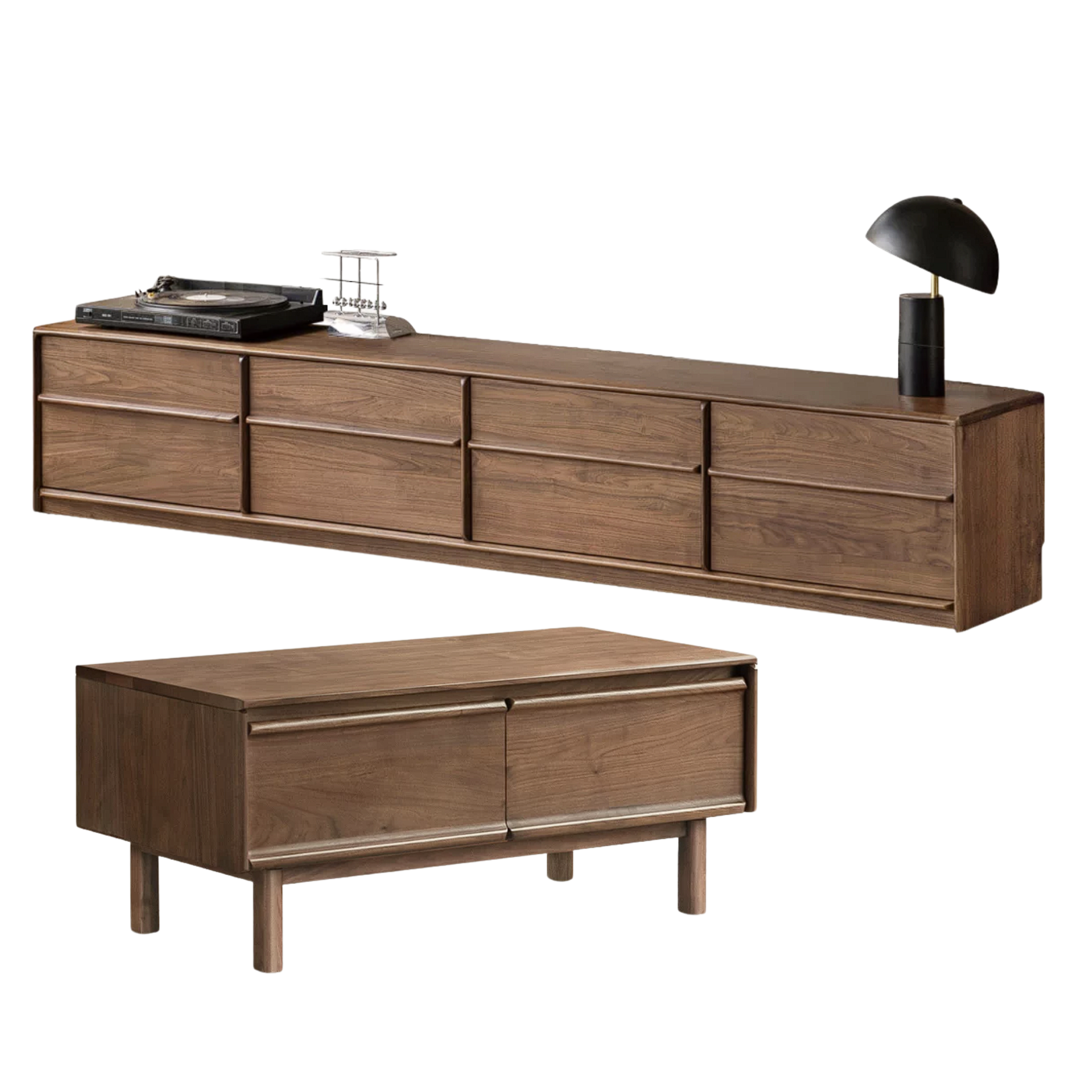 Black Walnut, Ash, Oak Solid Wood, Solid Longan Hardwood Modern Coffee Table