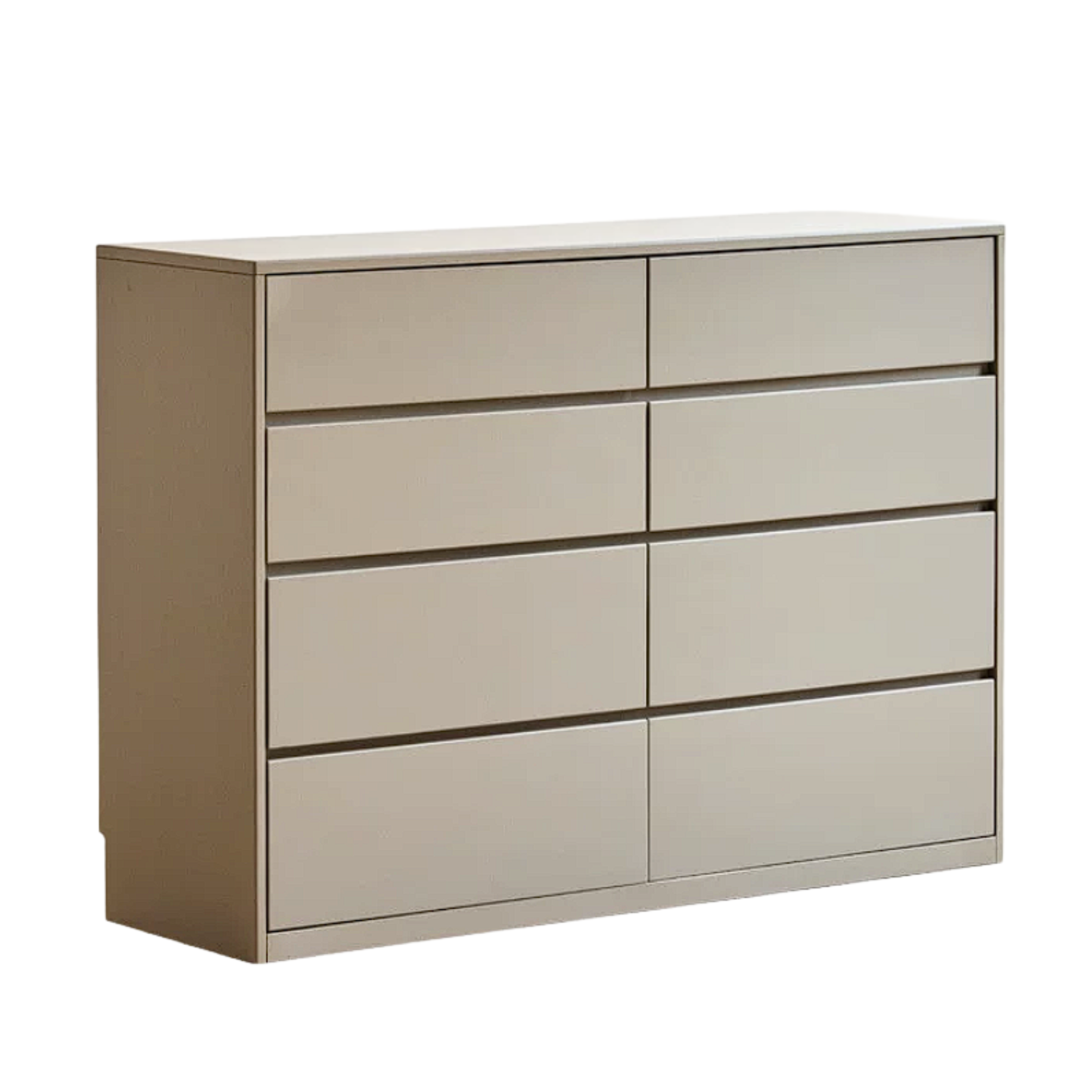 Tulipwood, Solid RubberWood Matte Taupe Dresser, Modern Handleless Design