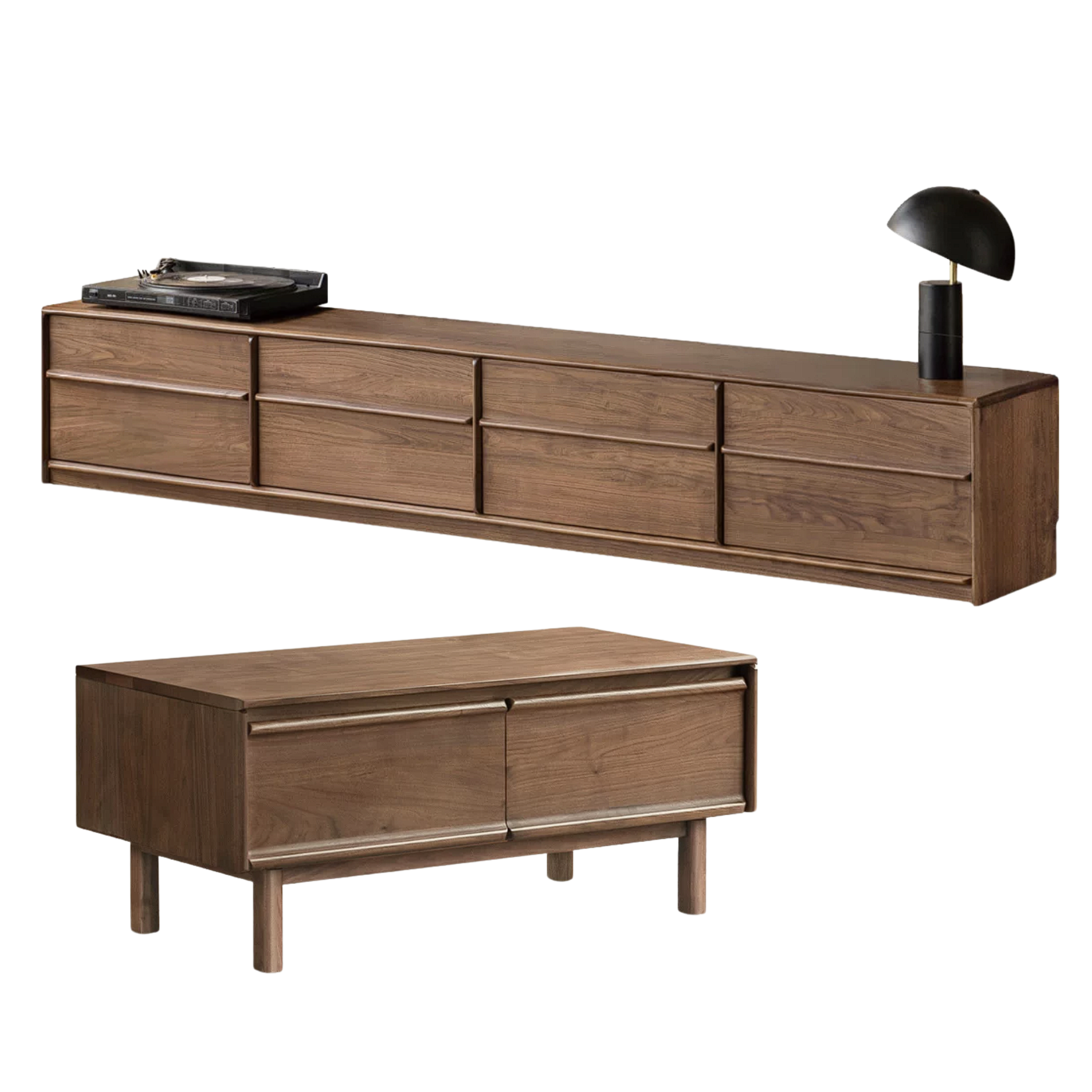 Black Walnut, Ash, Oak Solid Wood, Solid Longan Hardwood Modern Coffee Table