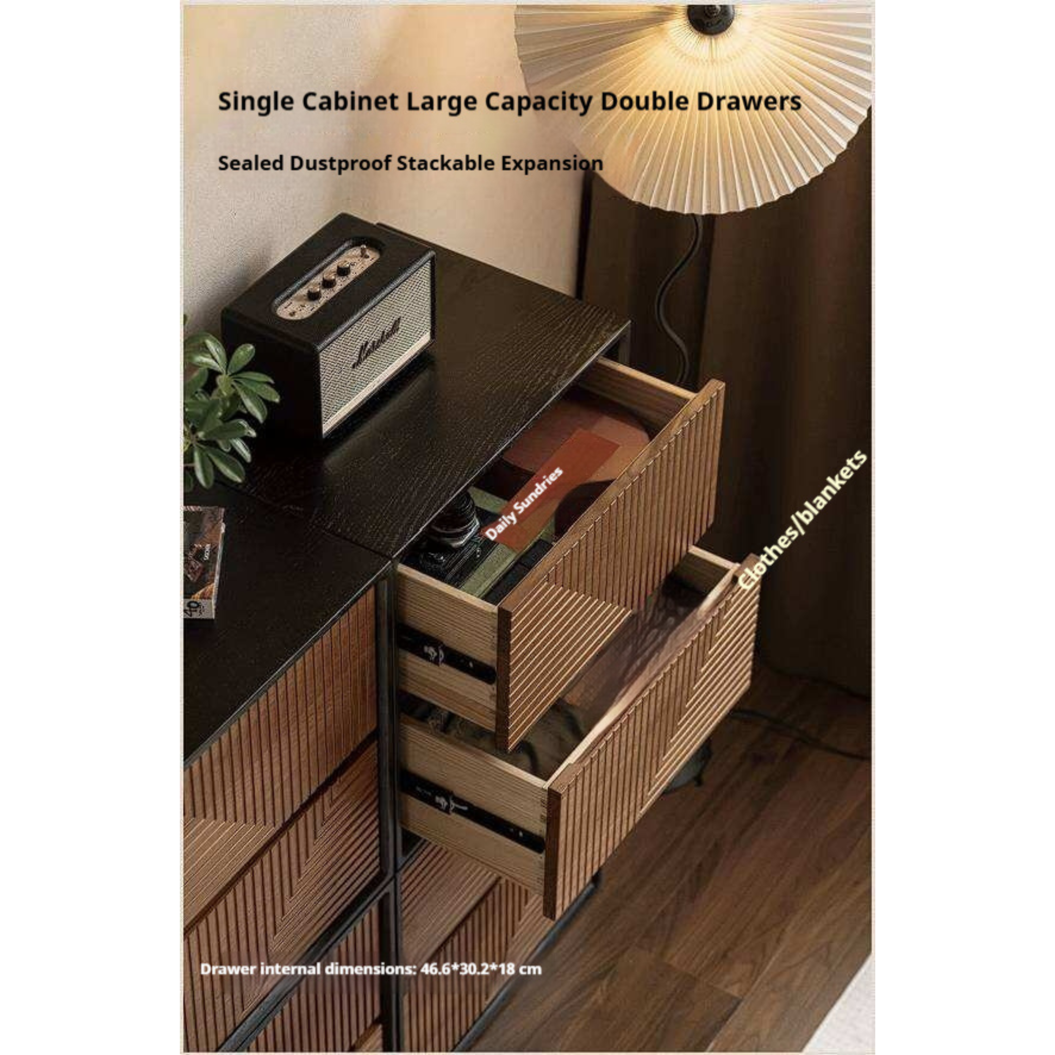 Black Walnut Solid Wood Geometric Relief Art Dresser