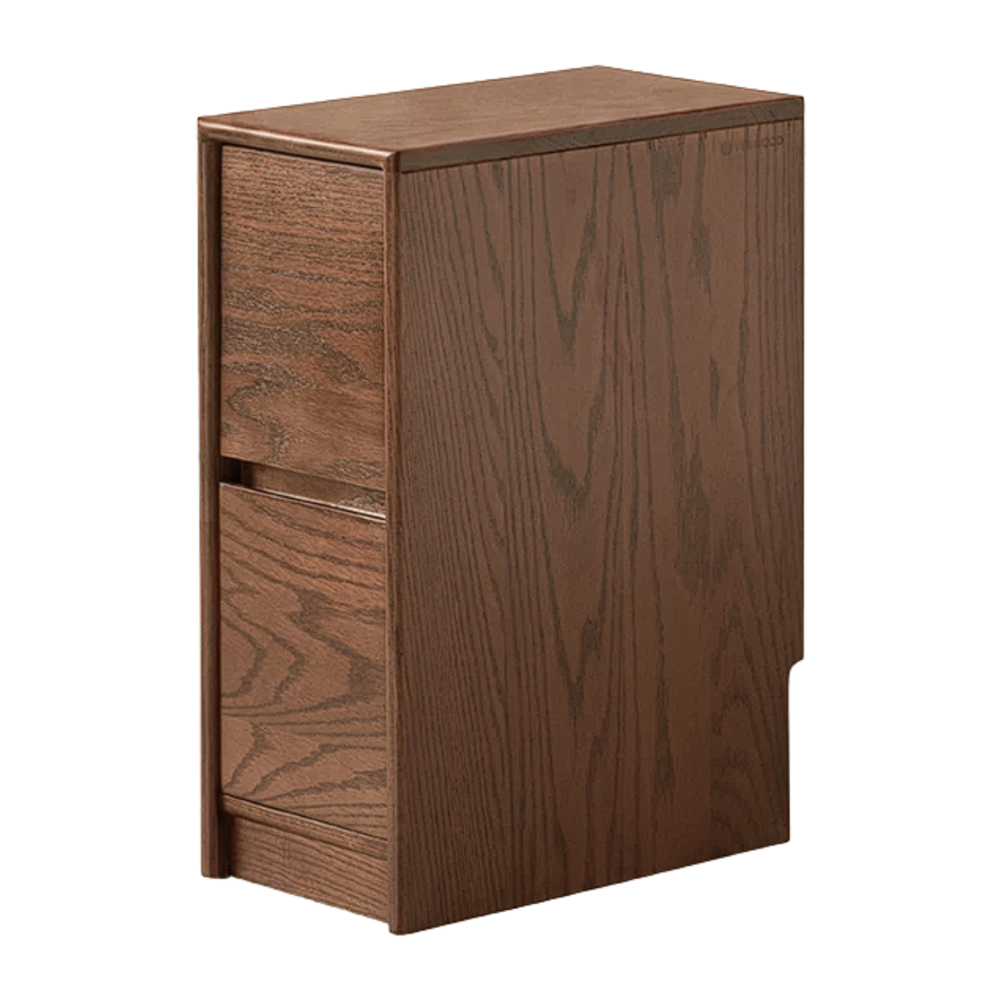 Oak Solid Wood, Solid Rubberwood Two Drawer Nightstand.