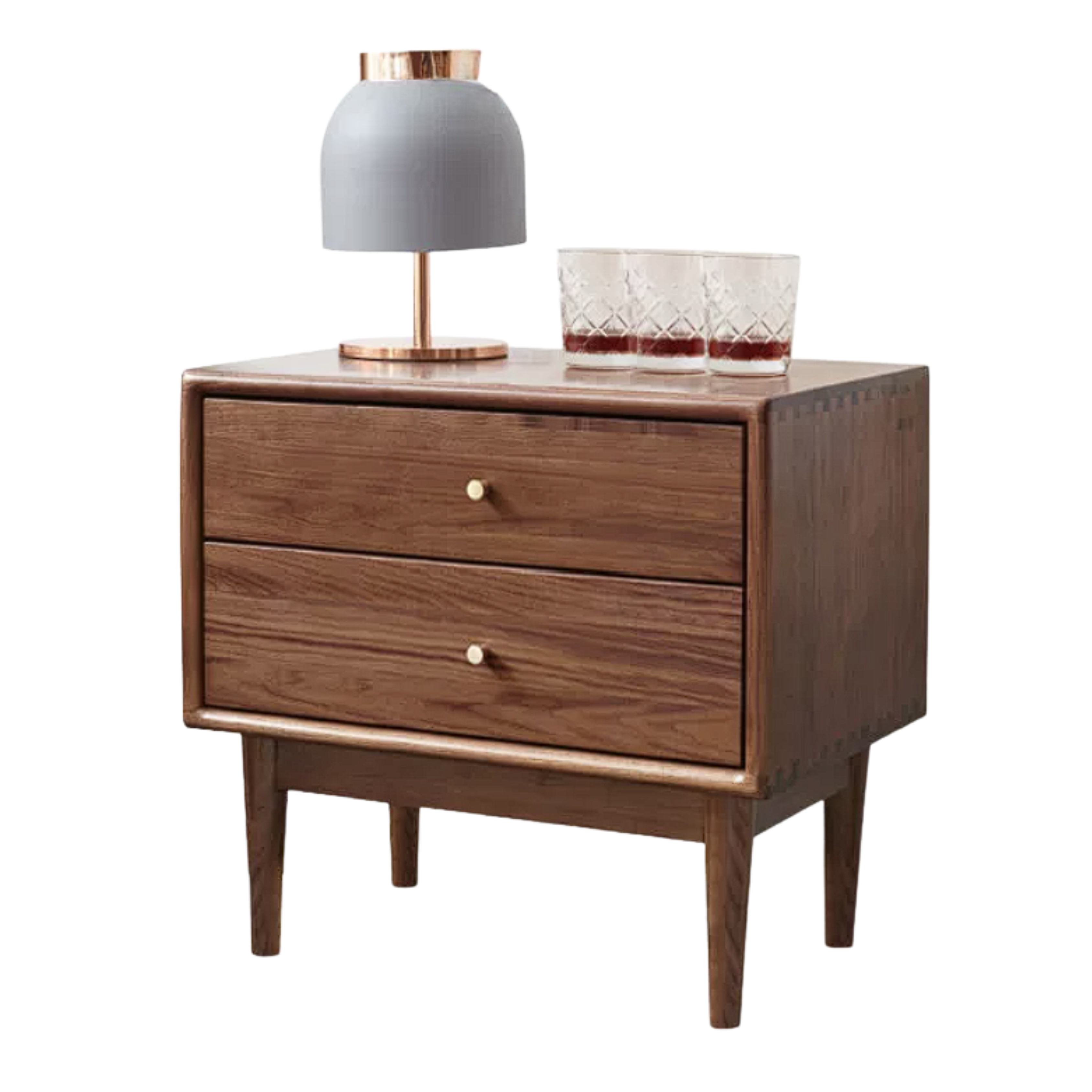 Black Walnut, South American Walnut, Sandalwood Solid Wood Nightstand.