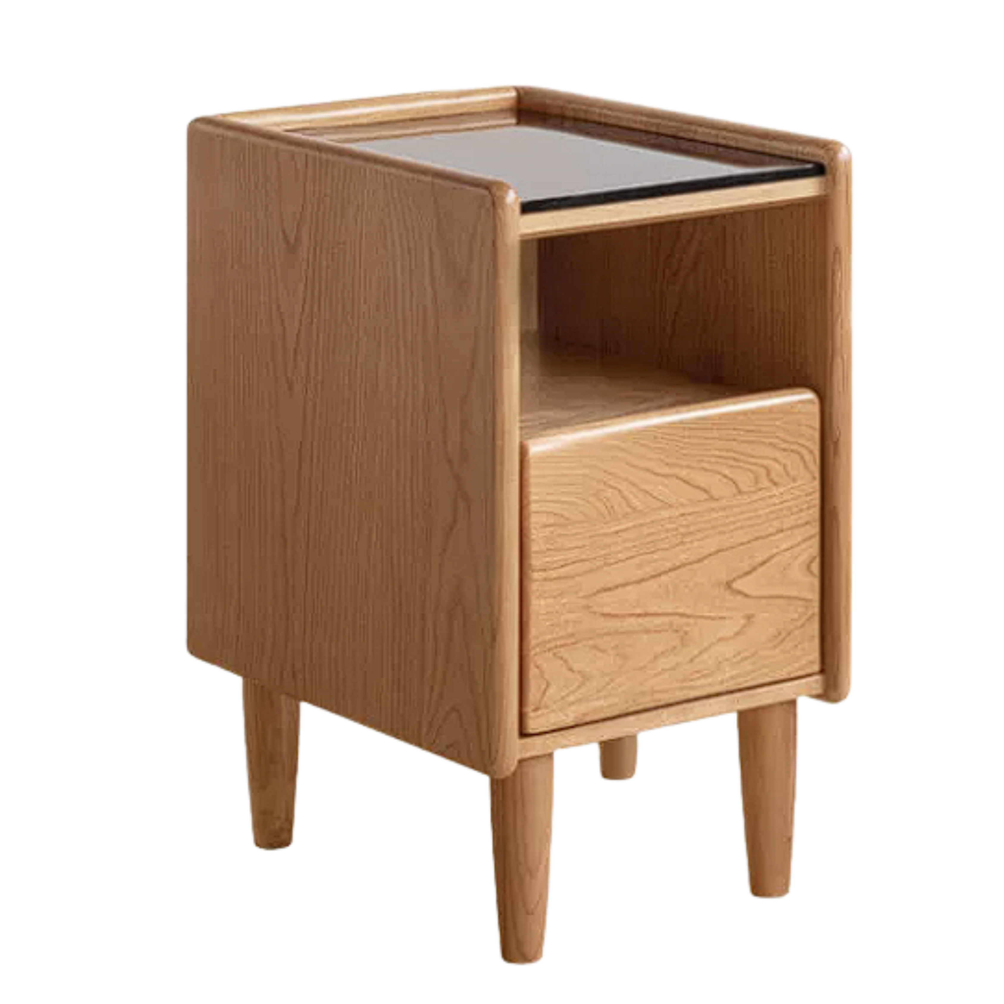 Cherry, Ash Solid Wood Small Nightstand.