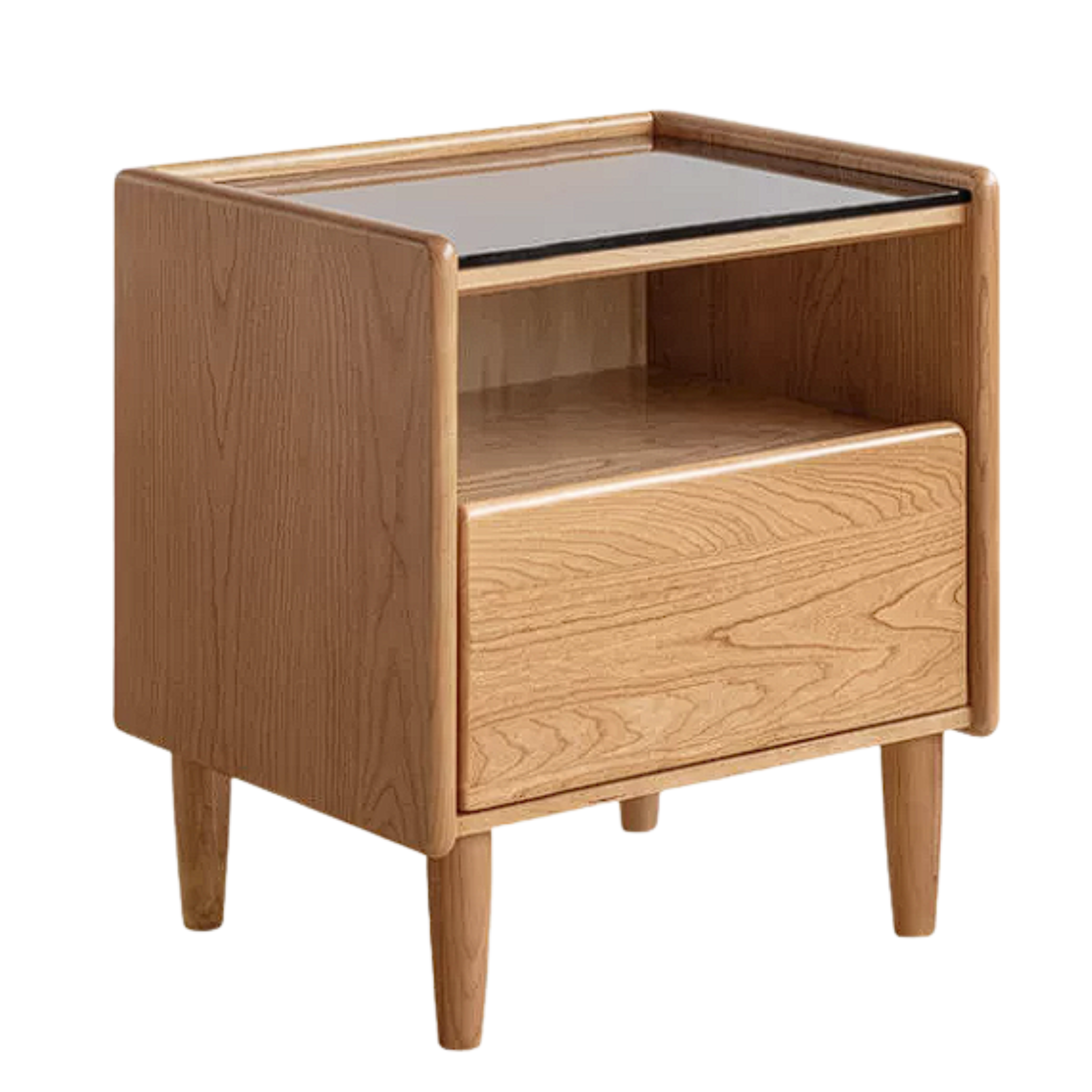 Cherry, Ash Solid Wood Small Nightstand.