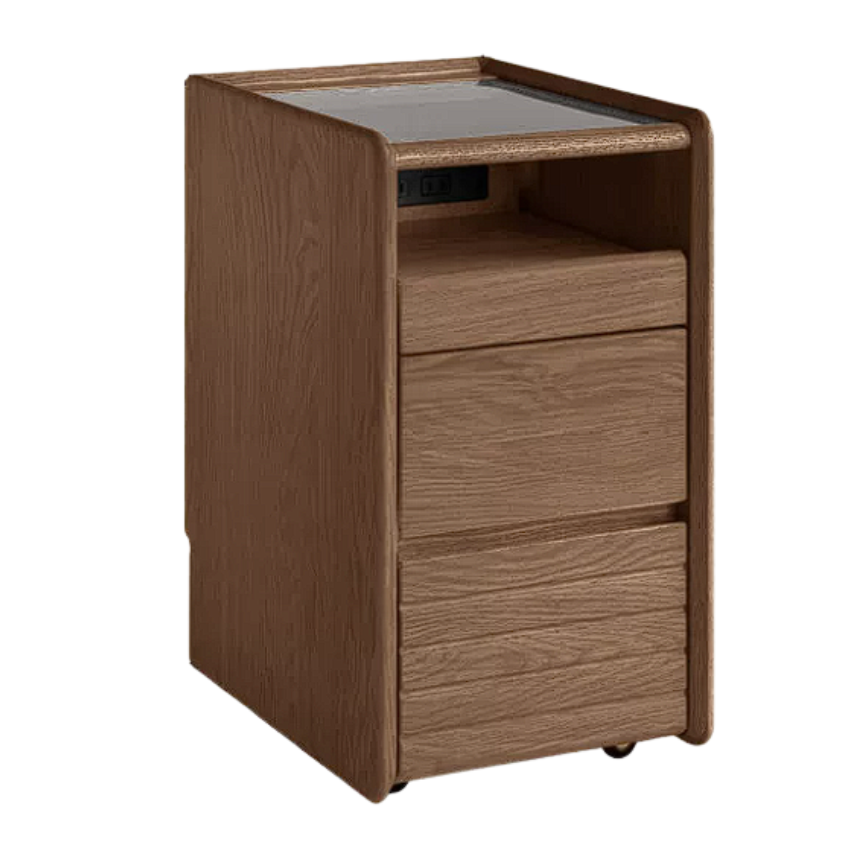 Ash, Oak Solid Wood Movable Glass Small Nightstand