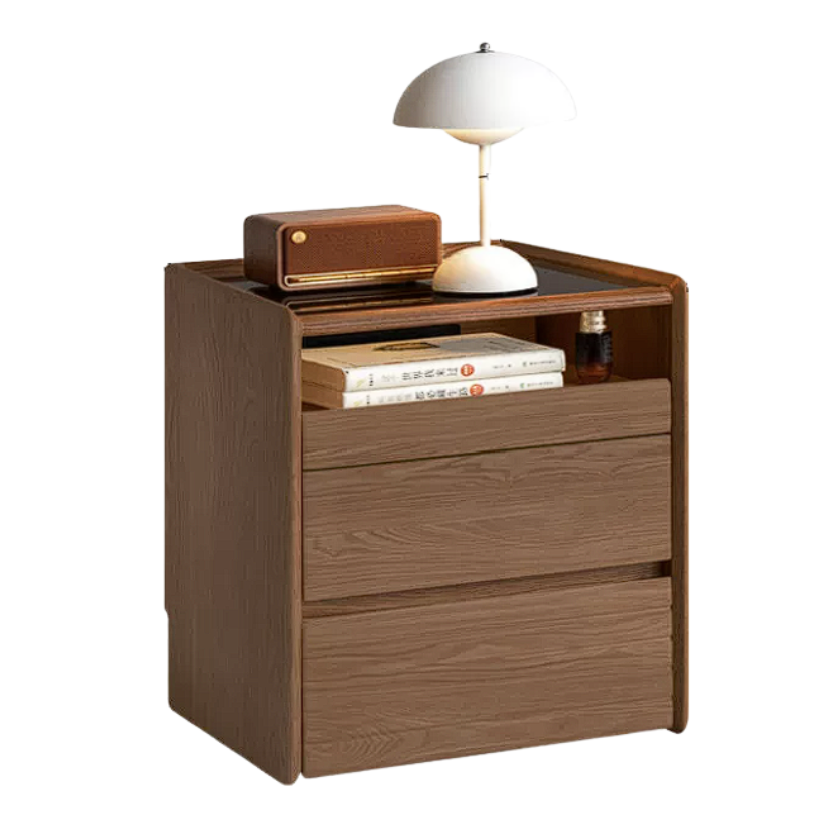Ash, Oak Solid Wood Movable Glass Small Nightstand