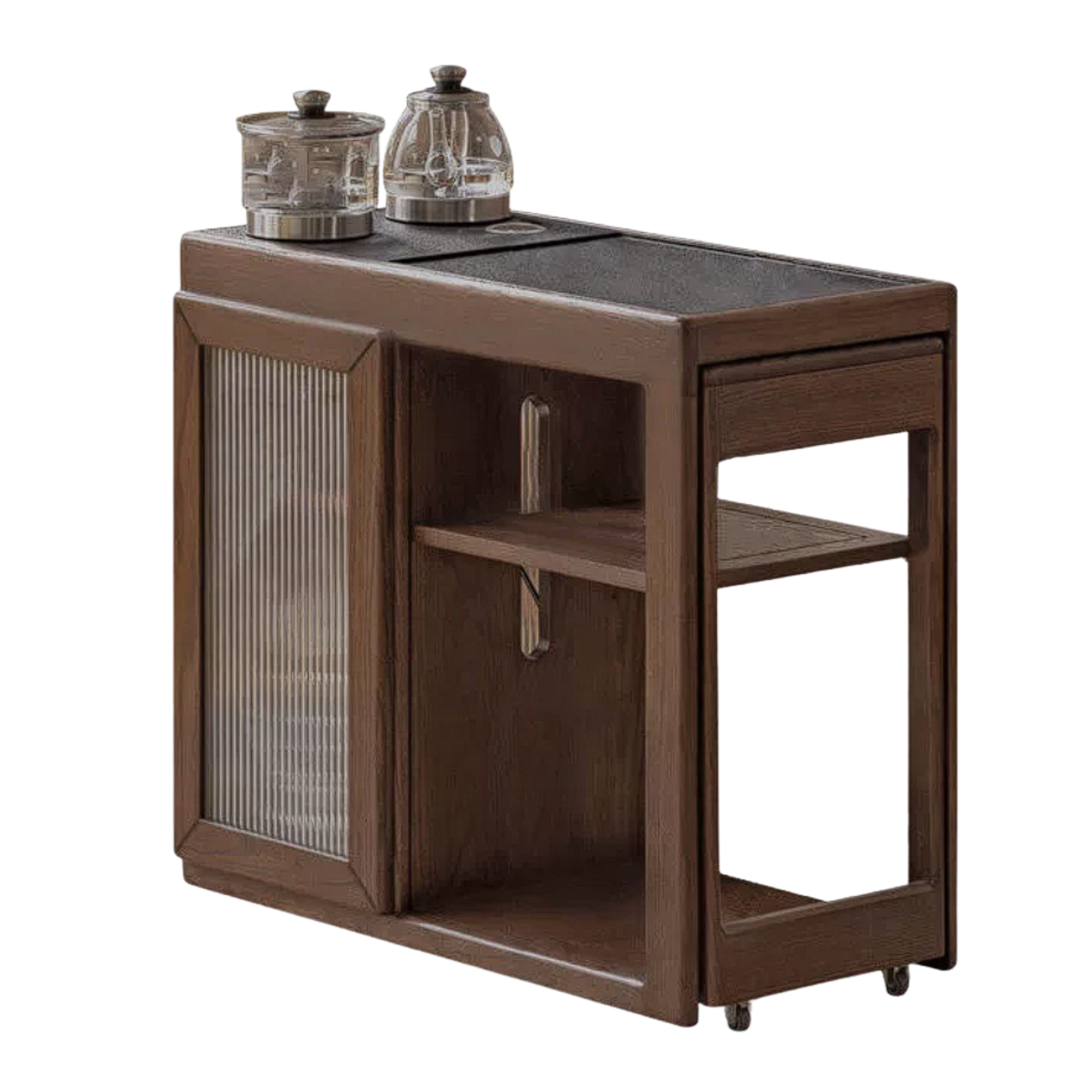 Oak, Ash, Golden Pearwood Solid Wood Retractable Tea Table Tea Maker Integrated