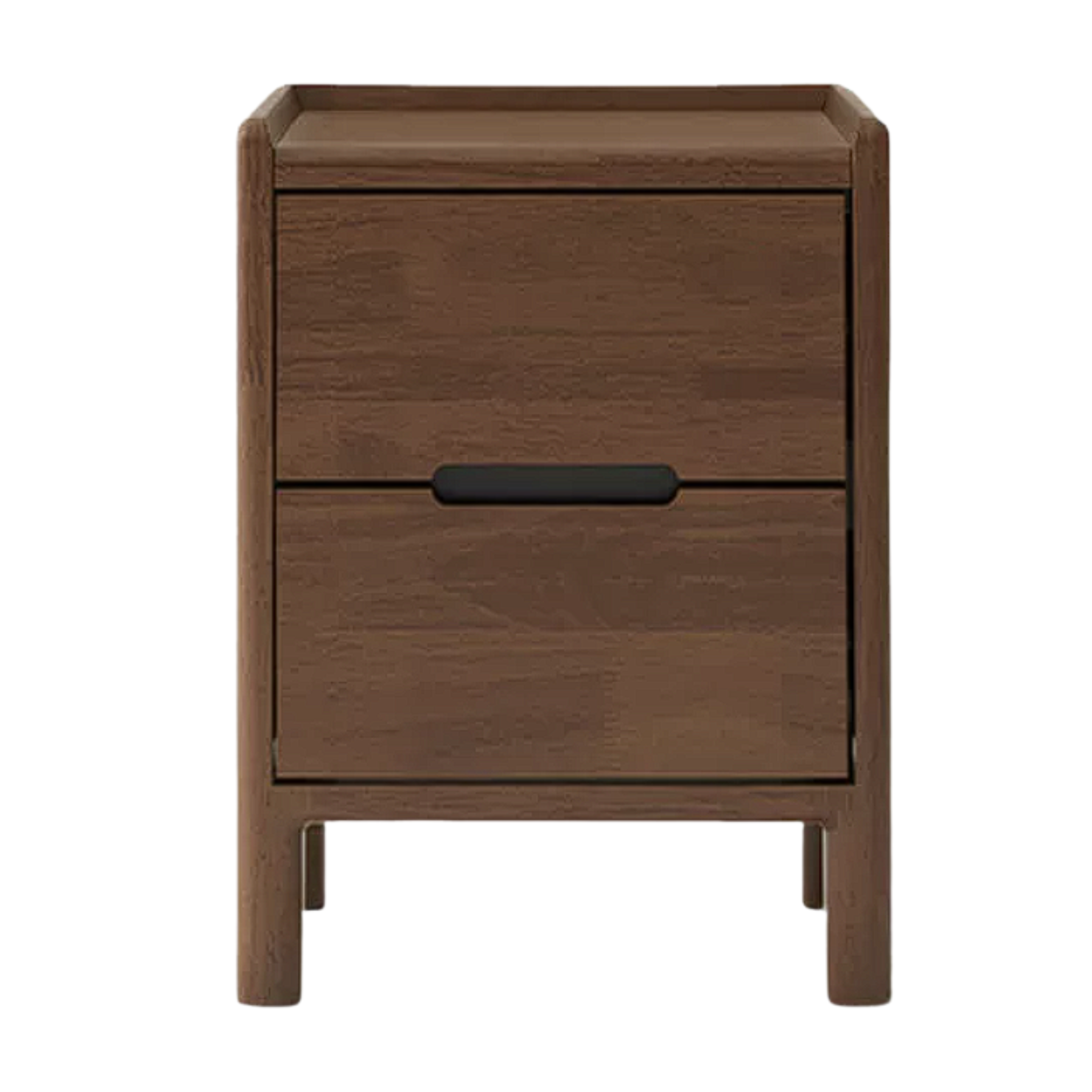 Oak, Ash Solid Wood Narrow Nightstand with Curved Top Edge