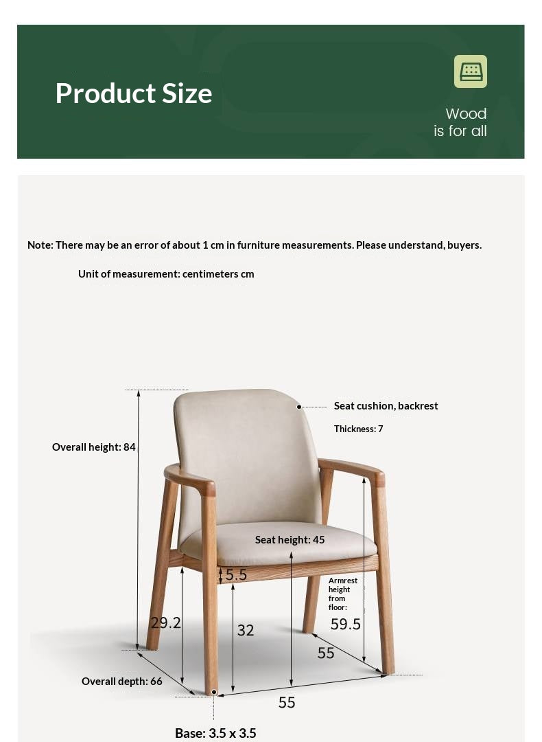 Ash, Oak Solid Wood Exposed Frame Upholstered Armchair