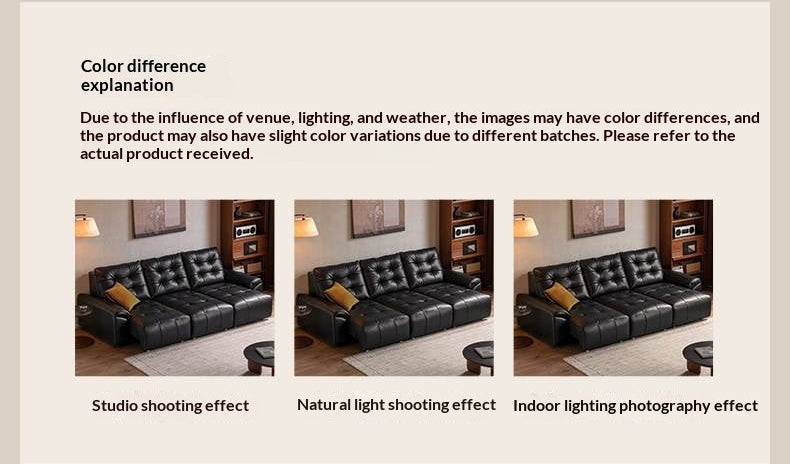 Genuine Leather Tufted Pull-Out Sleeper Sofa with Storage Chaise