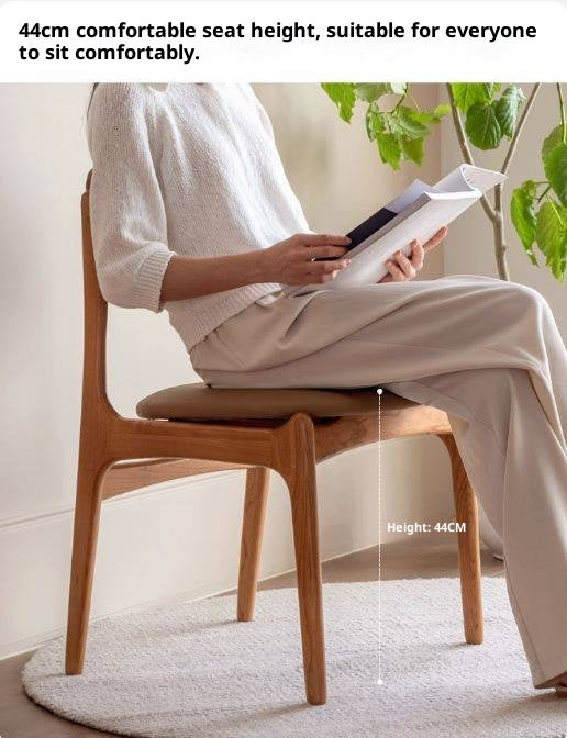 Set 4 pcs Cherry Solid Wood Vintage Dining Chairs Soft Bags Backrests