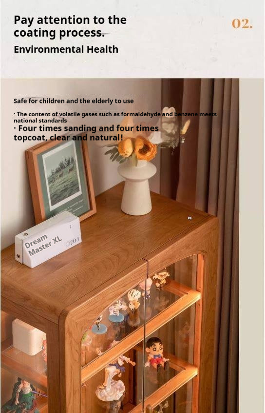 Cherry Solid Wood Retro Style With Light Side Cabinet