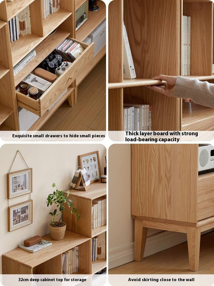 Oak Solid Wood Bookcase Bookshelf