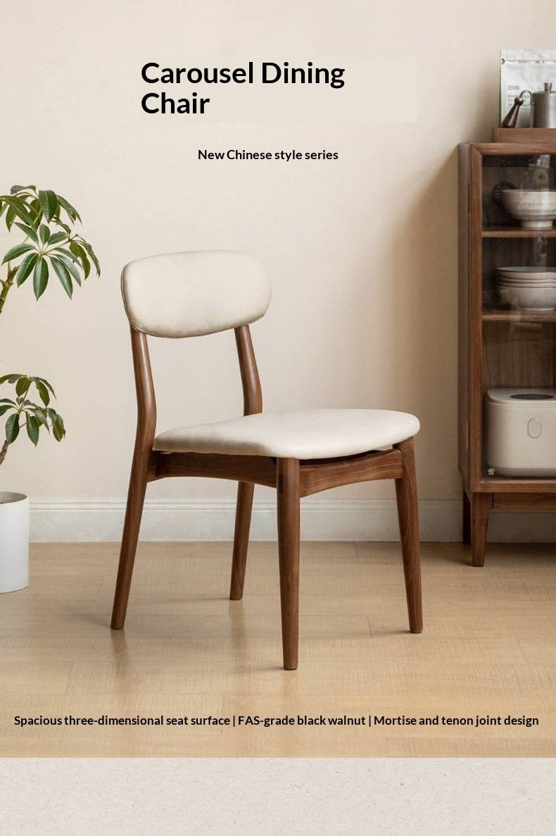 Set 4pcs Black Walnut Solid Wood Home Soft Back Dining Chair