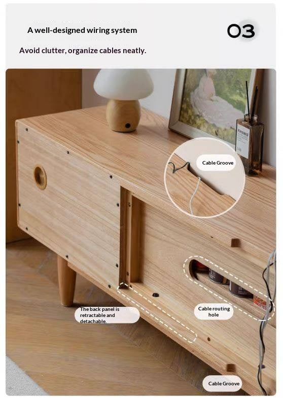 Oak Solid Wood Modern Storage TV Cabinet.