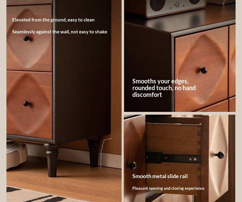 Rubberwood Solid 9-Drawer Dresser, Mid Century Bedroom Storage Cabinet