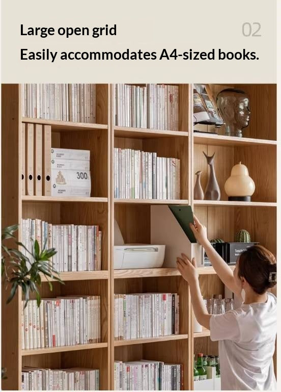 Oak Solid Wood Cream Style Bookcase