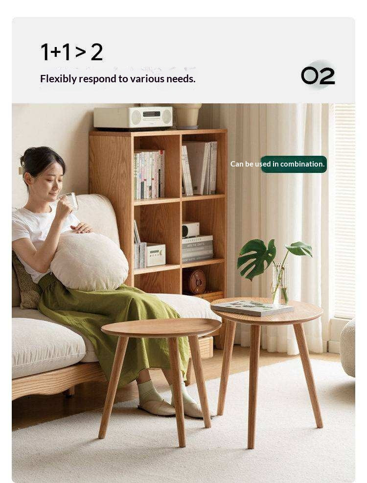 Rubberwood, Oak Solid Wood Walnut Color Side Table