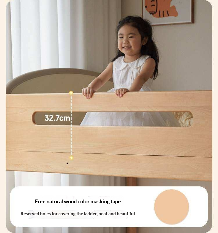 Beech Solid Wood Compact Bunk Bed, Suitable for Adults and Children