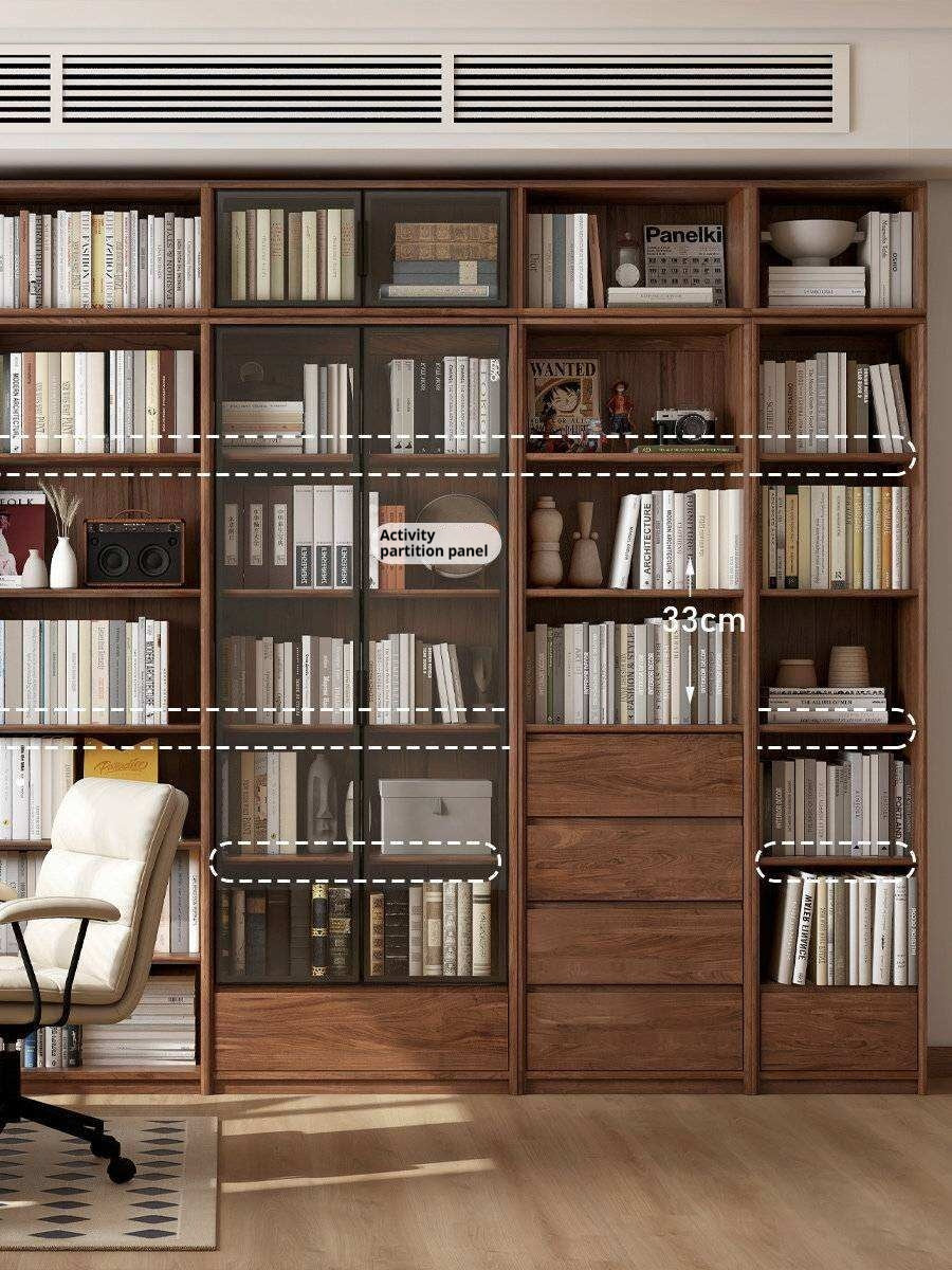 Black Walnut, Golden Sandalwood Solid Wood Bookshelf