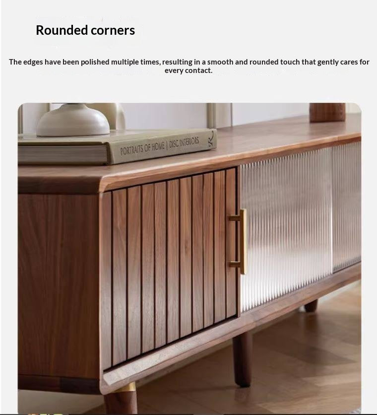 Black Walnut Solid Wood Nordic TV Cabinet.