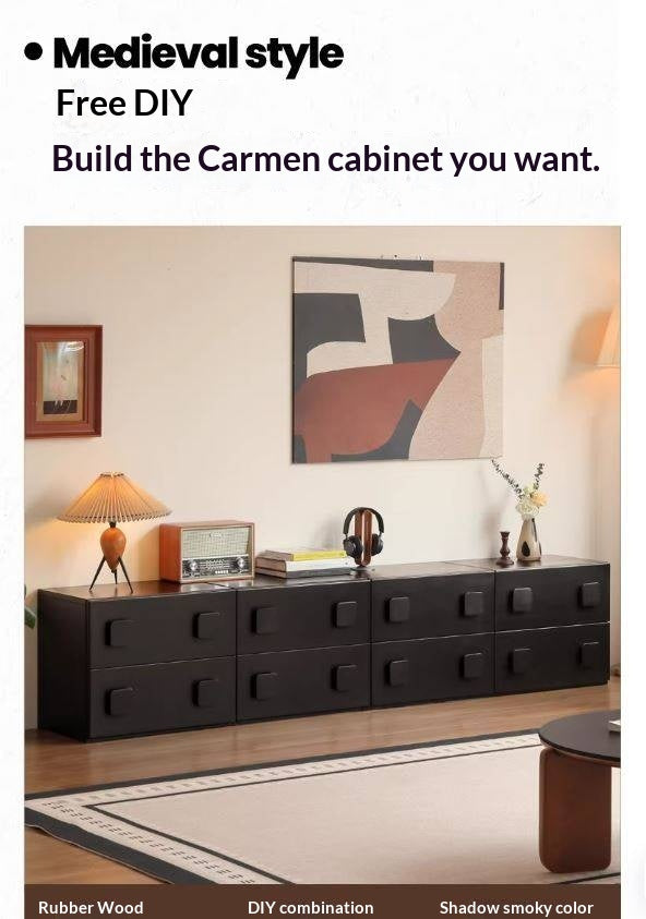 Solid RubberWood TV French Retro Floor Module Combination TV Cabinet.