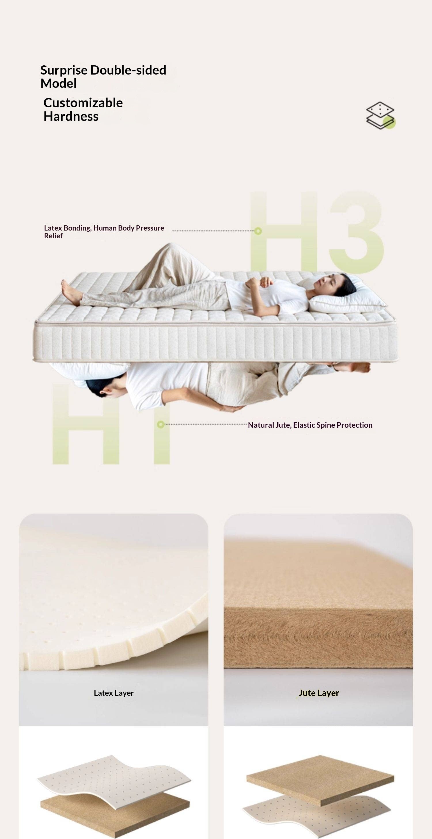 Eco-Friendly Zero Glue Certified Mattress with Jute and Latex — Natural Design