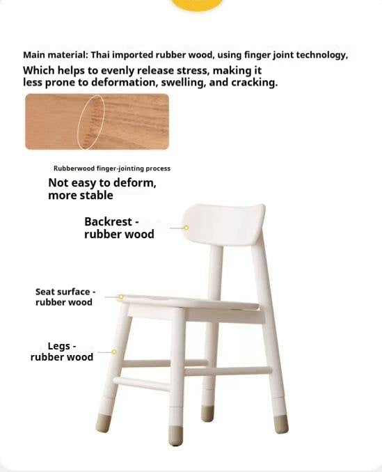 Solid Rubberwood Lift Kid's Chair White