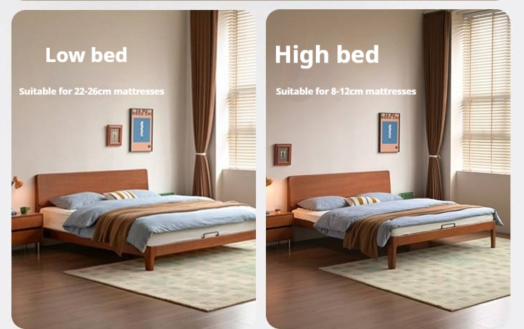 Poplar Solid Wood Bed — Retro Edge Vintage Slab Bed