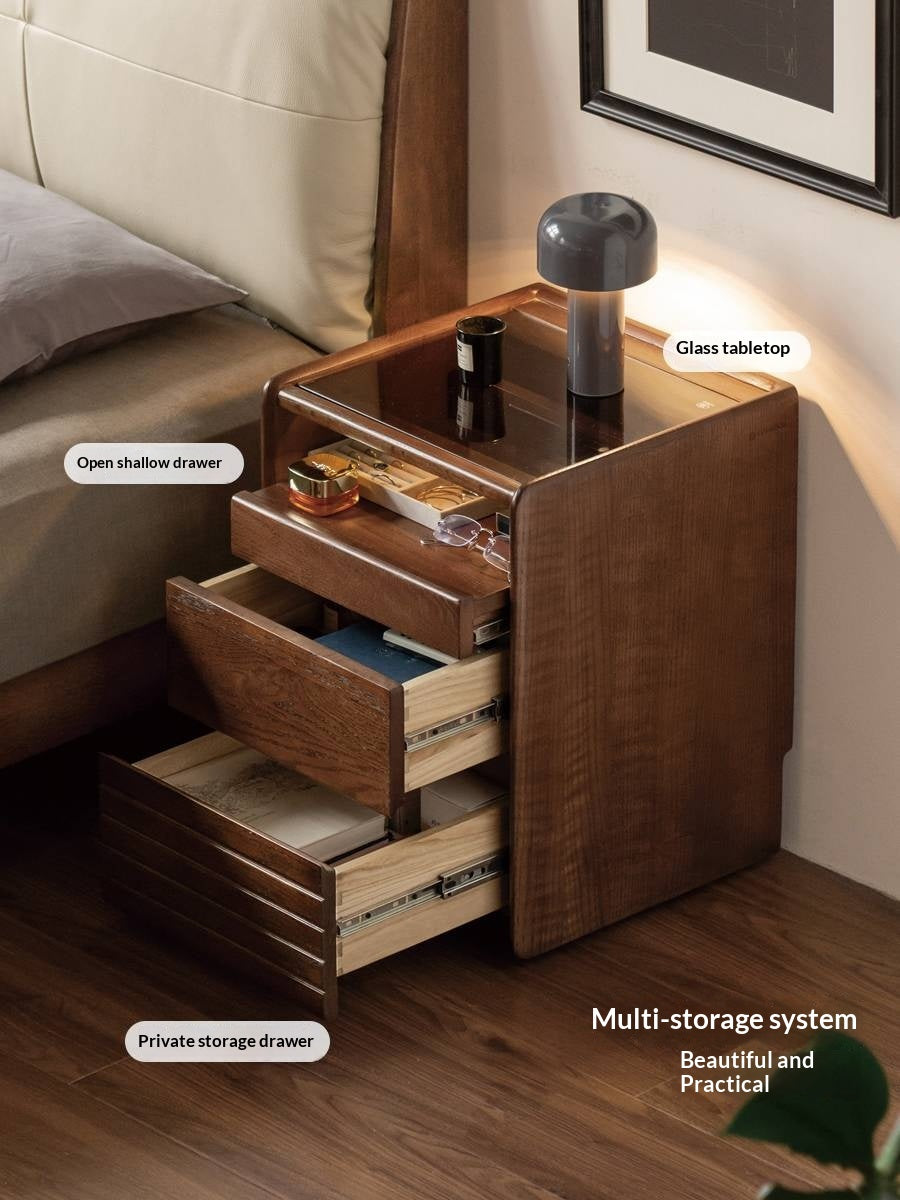 Oak Solid Wood Italian Light Luxury Nightstand