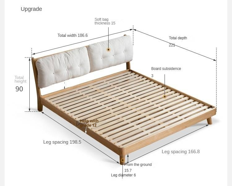 Oak Solid Wood Cream Style Soft Bed
