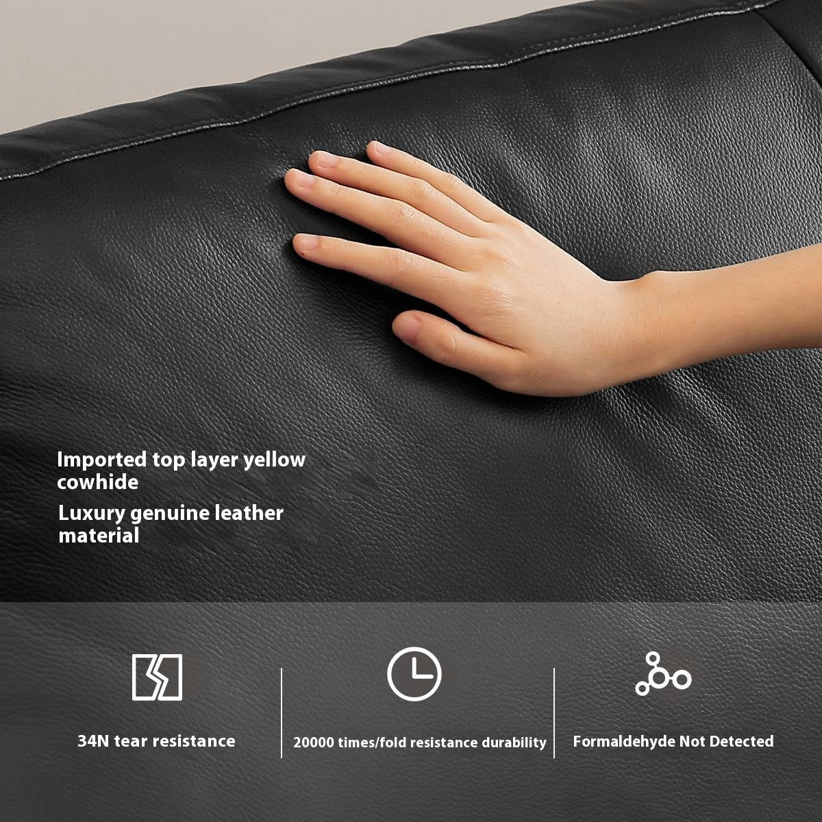 Black Walnut Solid Wood Leather Sofa