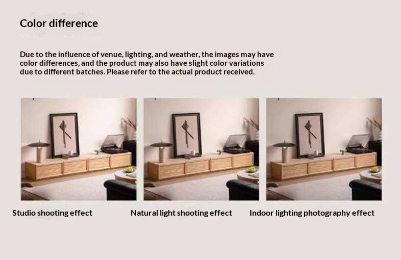 Oak Solid Wood TV Stand with Integrated Storage and Stone Top Panel