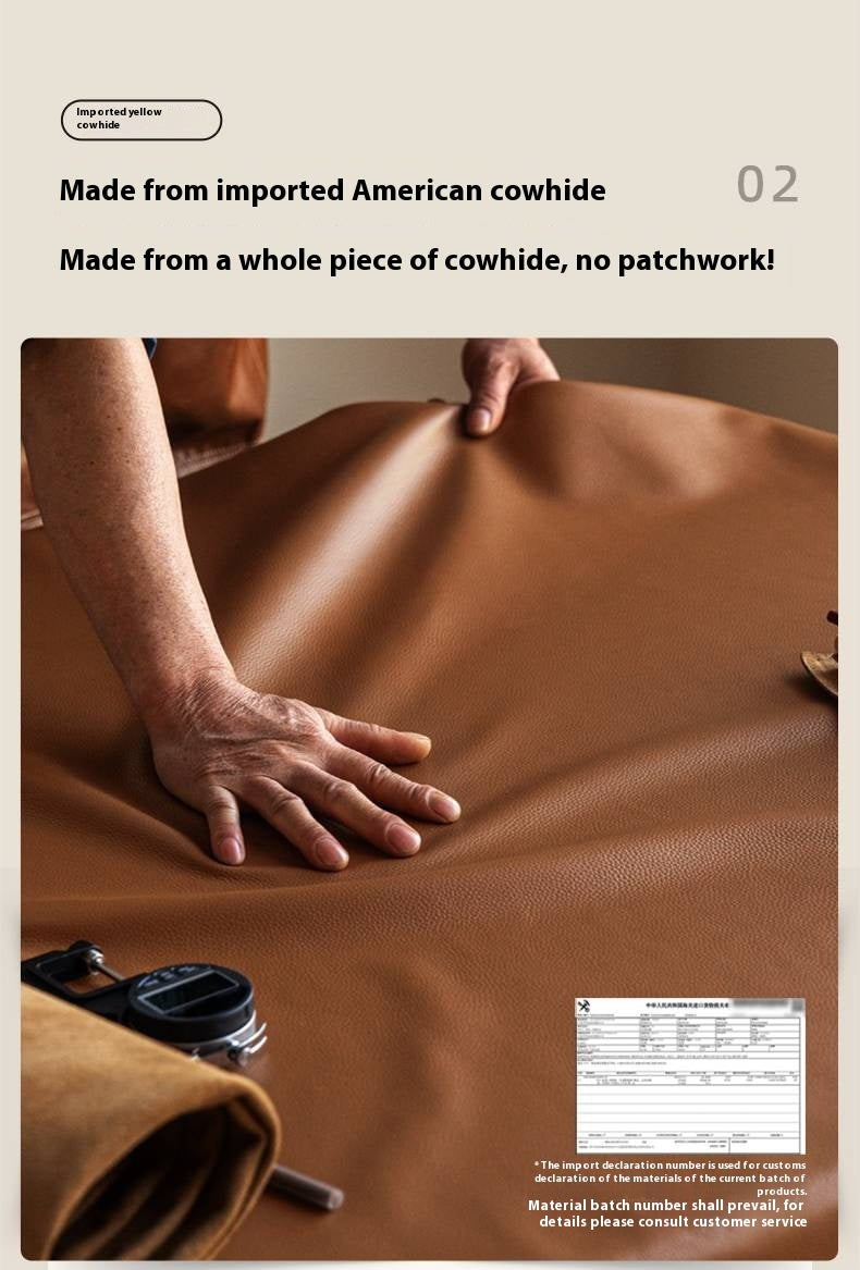 Genuine Leather Italian Minimalist Sectional Sofa – First-Layer Cowhide Corner Sofa with Chaise Lounge