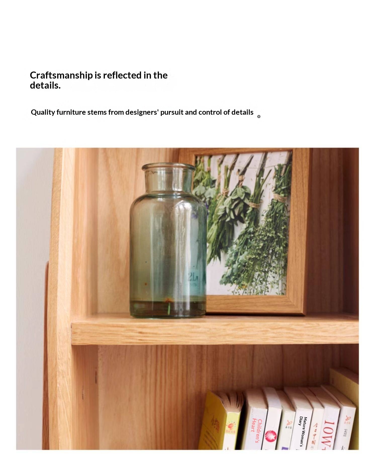 Oak Solid Wood Side Cabinet Combination.