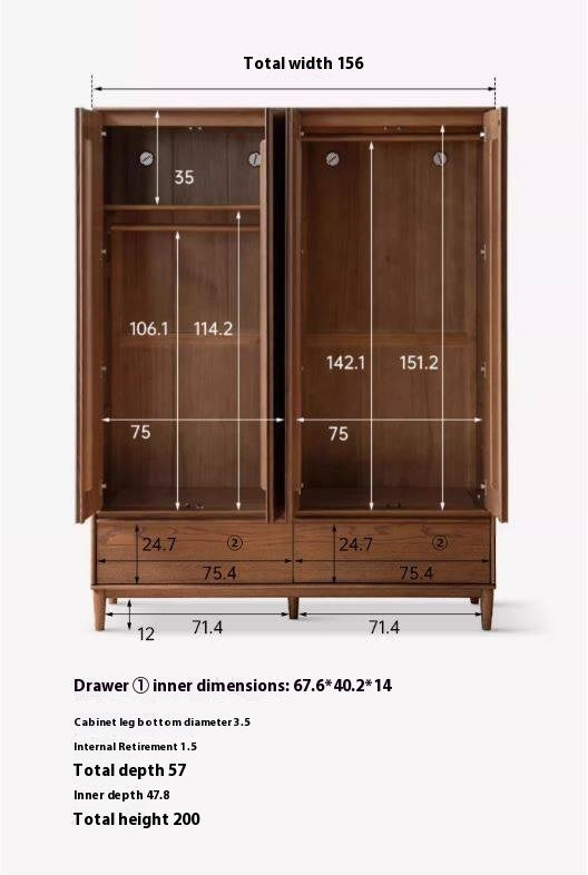 Oak Solid Wood Modern Off-Floor Wardrobe.