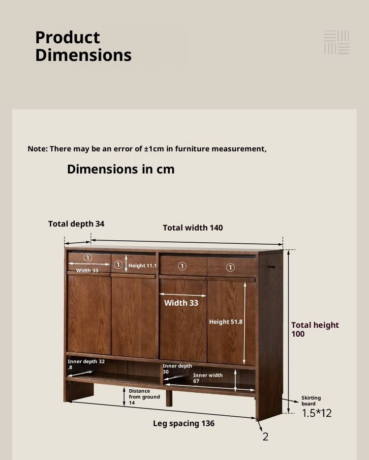 Oak Solid Wood Capacity Shoe Cabinet