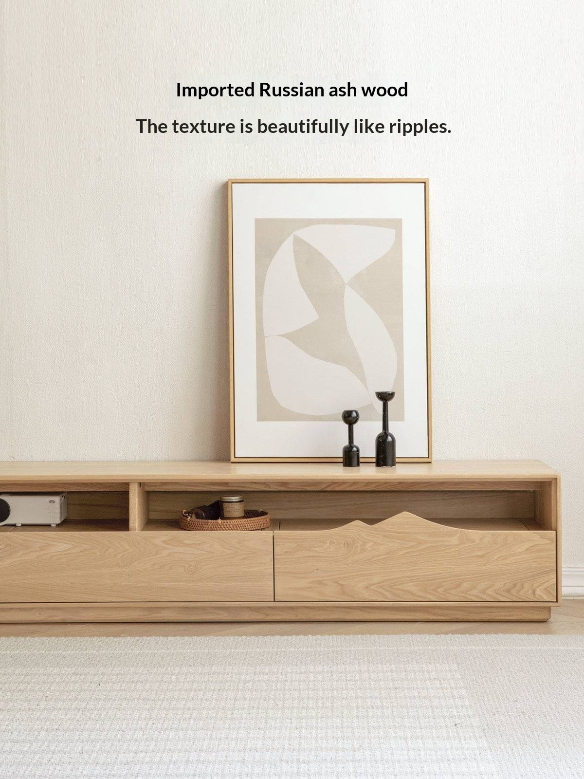 Ash Solid Wood Floor TV Storage Cabinet.