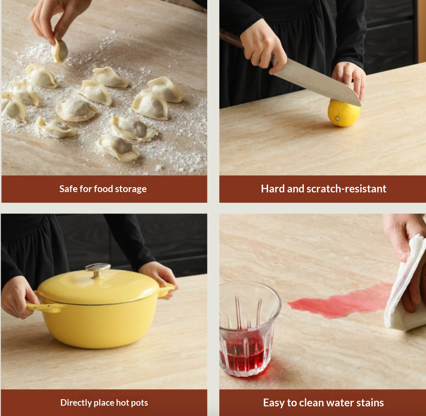 Cherry Solid Wood French Retro Style Slab Dining Table