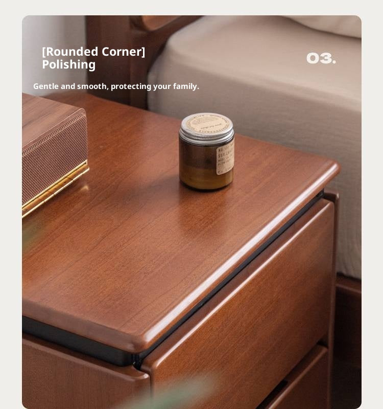 PoplarSolid Wood Vintage Style Nightstand