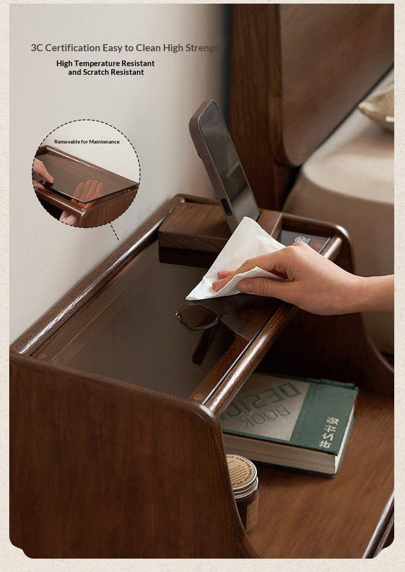 Oak Solid Wood, Solid Rubberwood Nightstand