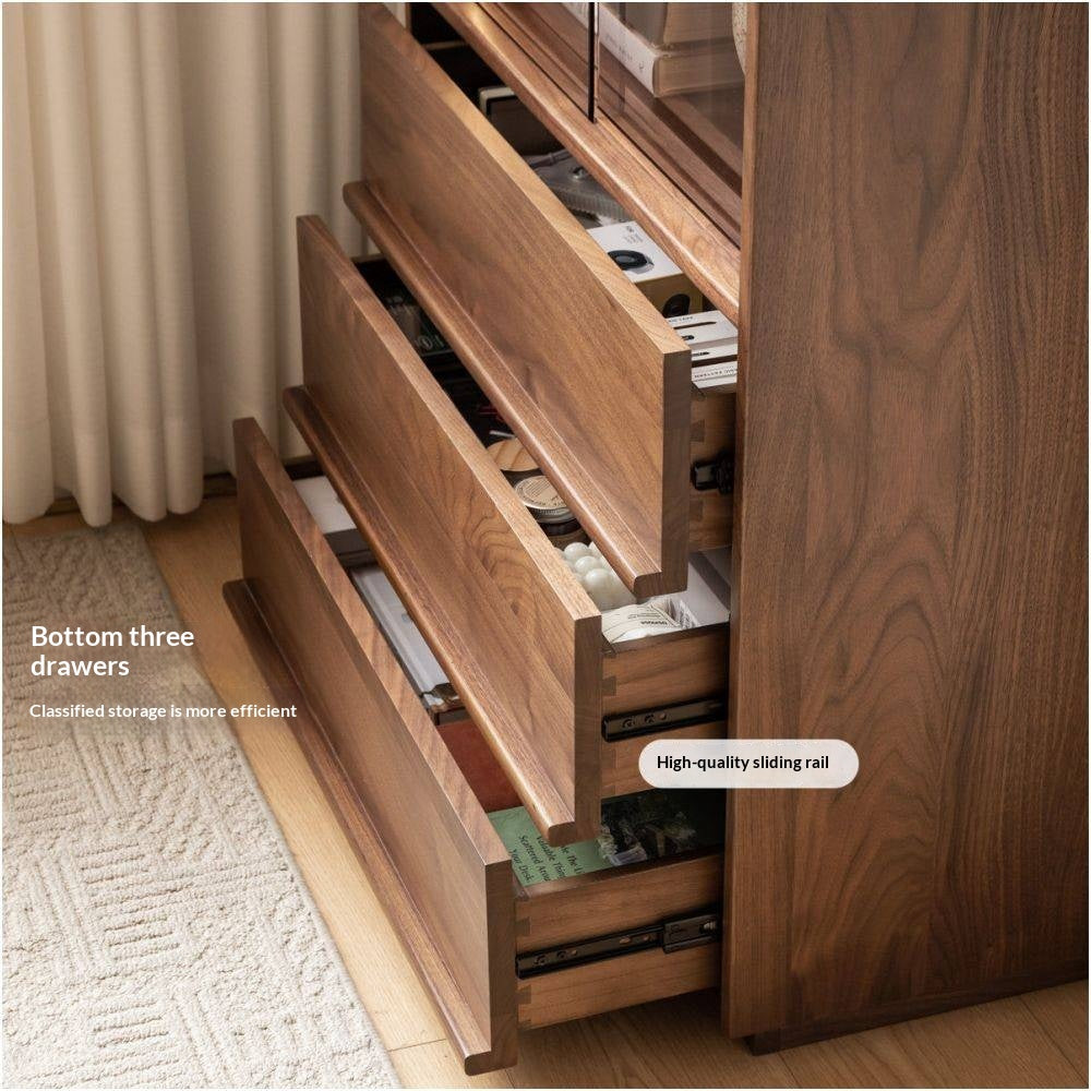 Oak Solid Wood Side Cabinet with Skeleton Line