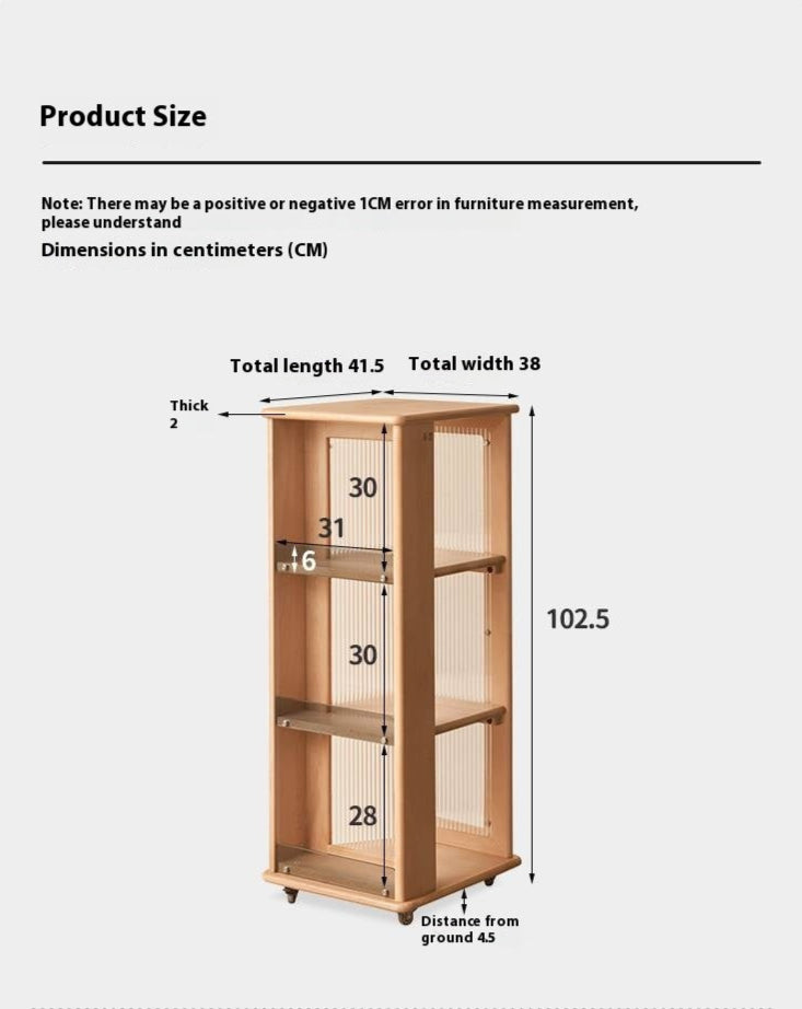Beech Solid Wood Floor Movable Rack Side Cabinet