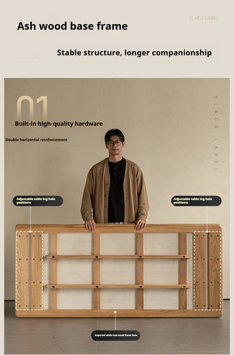 White Ash Solid Wood Restaurant Slab Dining Table