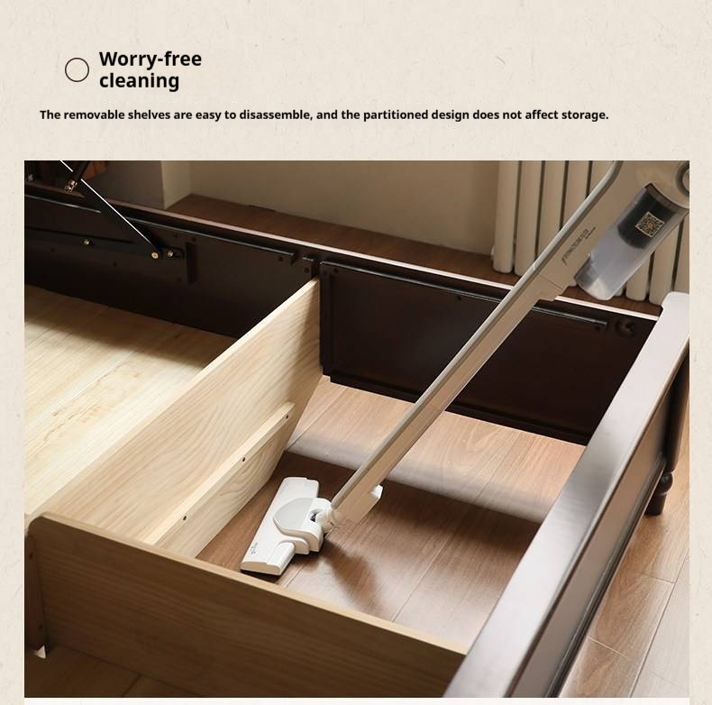 Poplar Solid Wood Box Bed — American Retro Vintage Style Off-the-Ground Box Bed