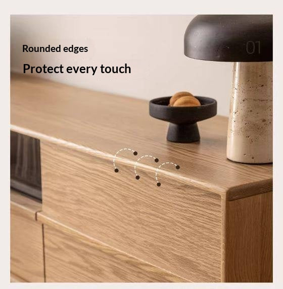 White Oak, Ash Solid Wood Wabi-sabi Style TV Cabinet