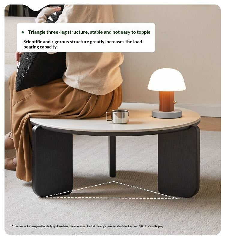 Oak Solid Wood Slate Black Coffee Table