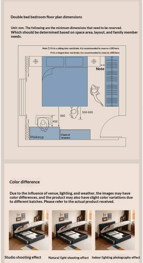Genuine Leather Hydraulic Lift Storage Bed with Drawers